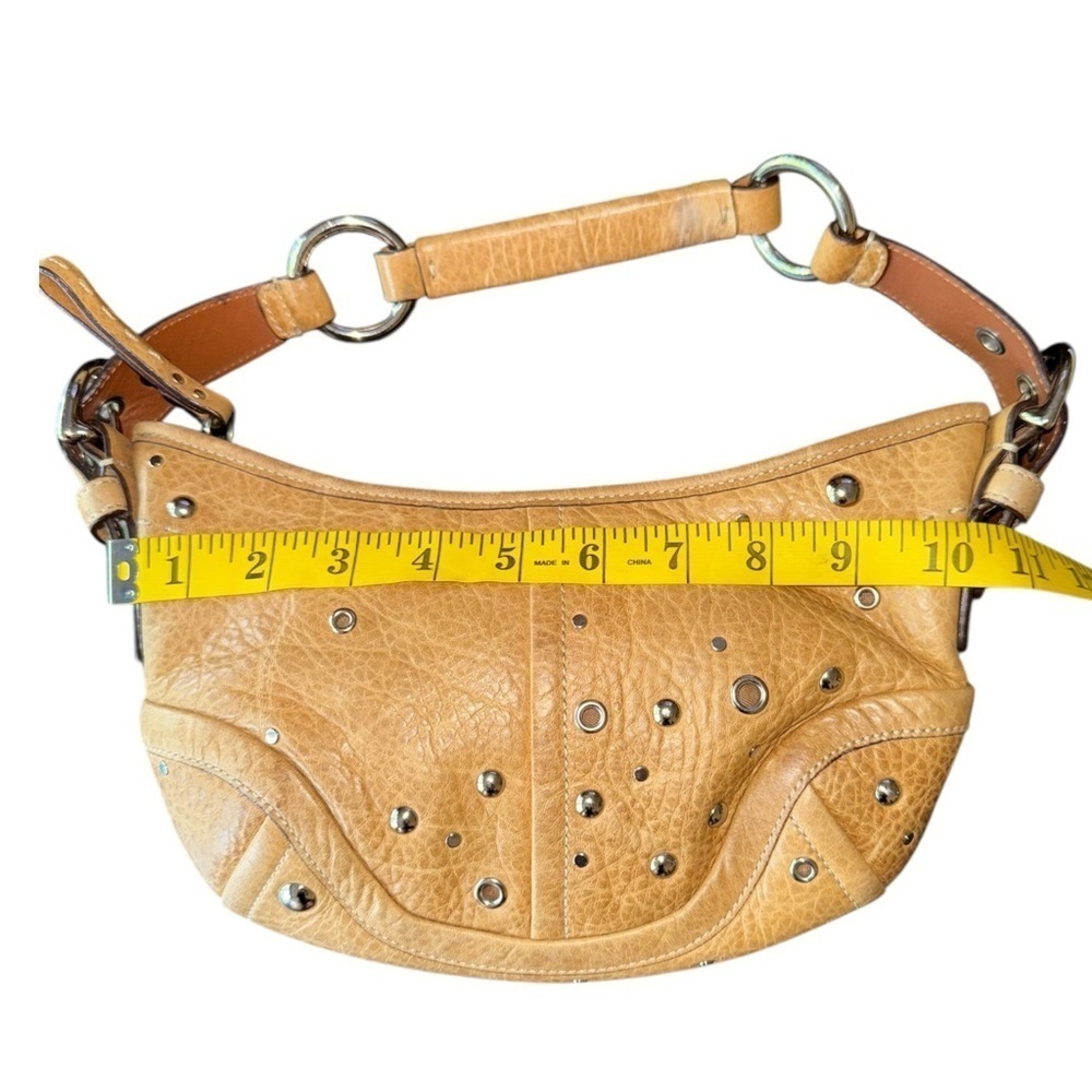 $155 firm Coach  Studded Crescent Camel  Demi Hobo Bag Big Buckle Strap F10931 - Picture 15 of 17